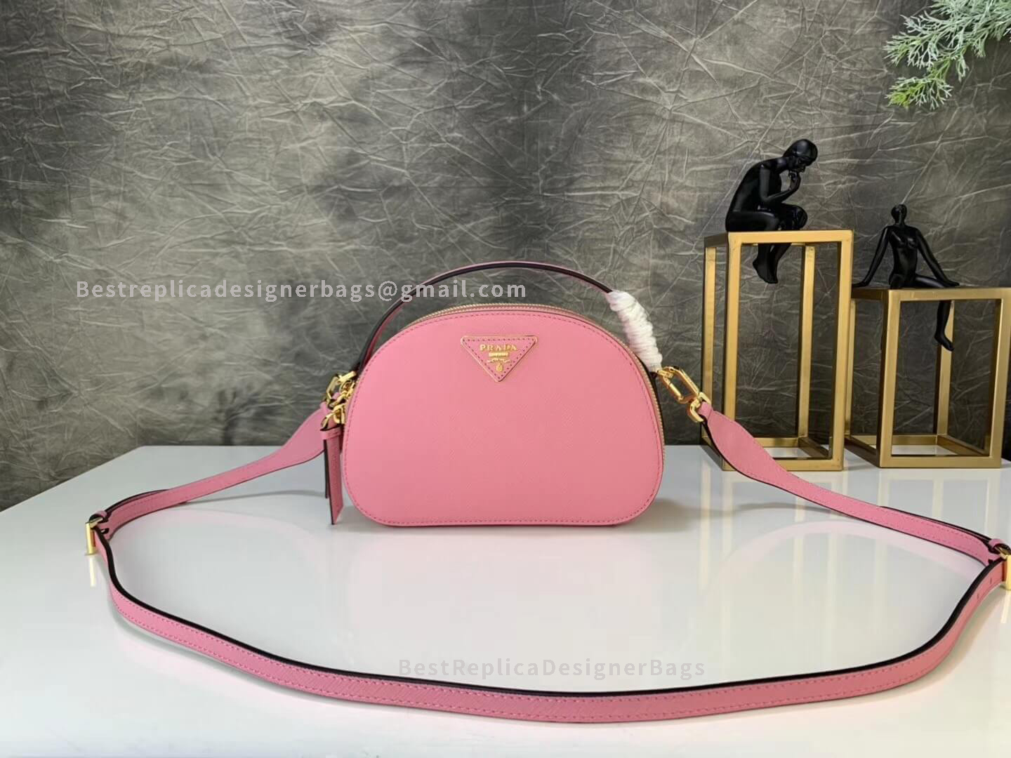Prada Pink Odette Saffiano Leather Bag GHW 123